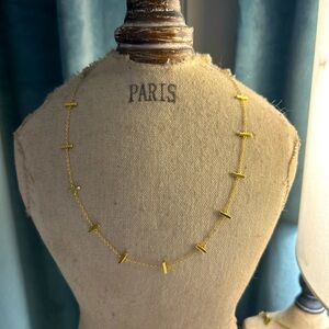 Argentina Vivo Sterling Silver Bar Station Chain Choker- gold